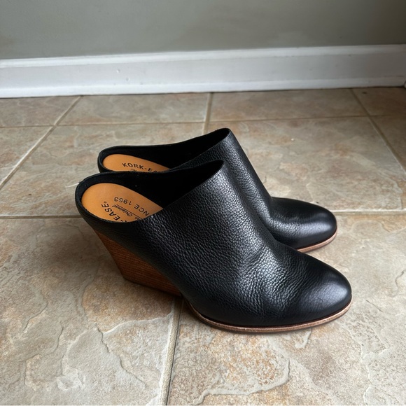 Kork-Ease Challis Stacked Chunky Heel Leather Mule Black